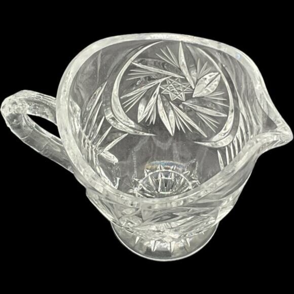 Vintage Lead Crystal Sugar & Creamer Set With Tray & Lid Hand Cut - Picture 8 of 14